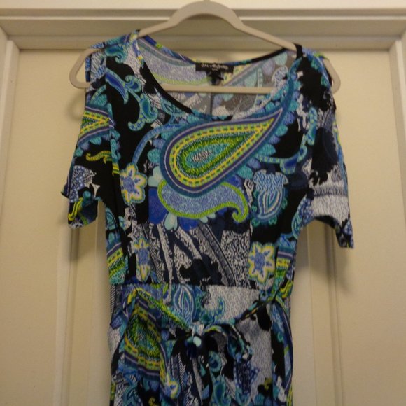 ELIE MCARTHY BOHO BEAUTIFUL OFF SHOULDER PAISLEYS MAXI DRESS PS - Picture 2 of 6